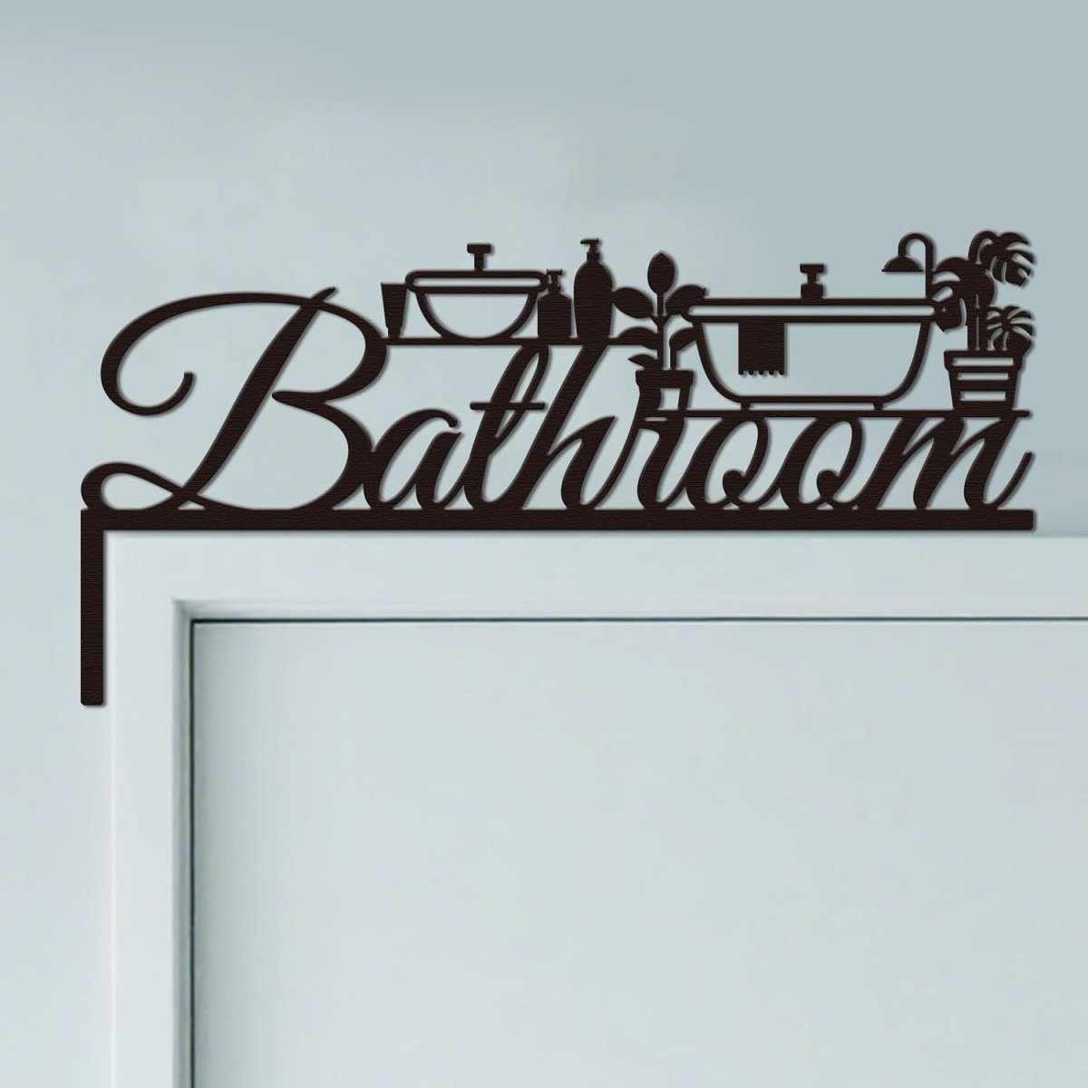 Metal Bathroom Door Topper Sign 30x15cm Modern Wall Decor - Kwikley