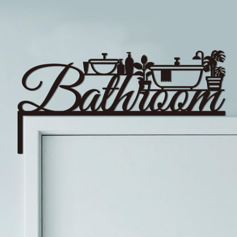 Metal Bathroom Door Topper Sign 30x15cm Modern Wall Decor - Kwikley