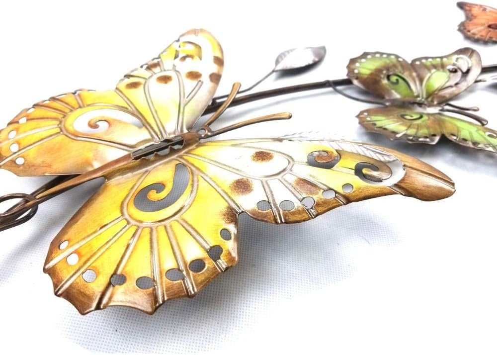 Metal Butterfly Wall Art Sculpture Contemporary Ribbon Design - Kwikley