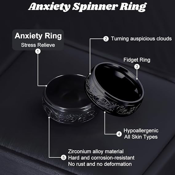 Metal Fidget Ring Sliding Spinner Stress Relief EDC Sensory Ring - Kwikley