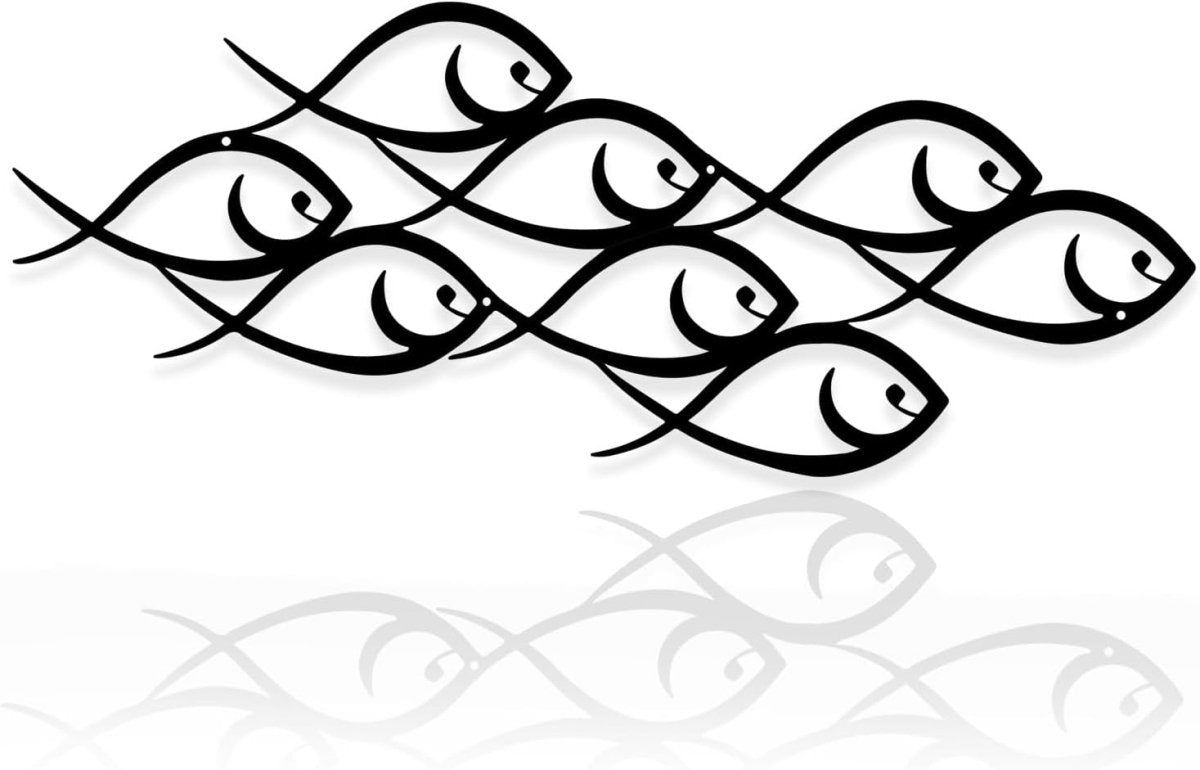 Metal Fish Wall Art Marine School Decor Indoor Outdoor 50x20cm - Kwikley
