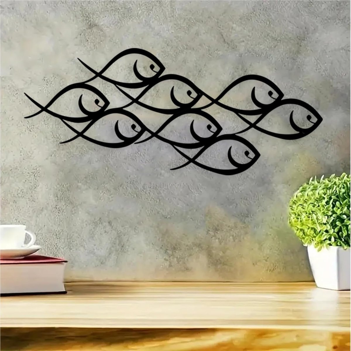 Metal Fish Wall Art Marine School Decor Indoor Outdoor 50x20cm - Kwikley