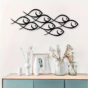 Metal Fish Wall Art Marine School Decor Indoor Outdoor 50x20cm - Kwikley