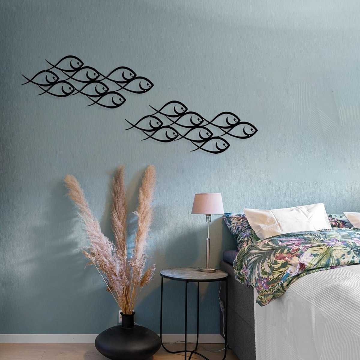 Metal Fish Wall Art Marine School Decor Indoor Outdoor 50x20cm - Kwikley