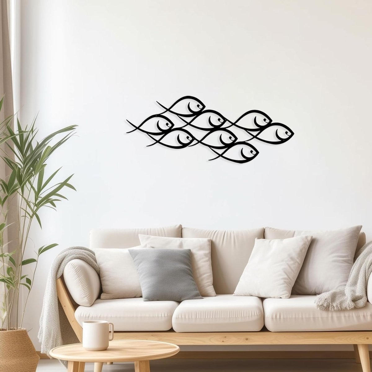 Metal Fish Wall Art Marine School Decor Indoor Outdoor 50x20cm - Kwikley