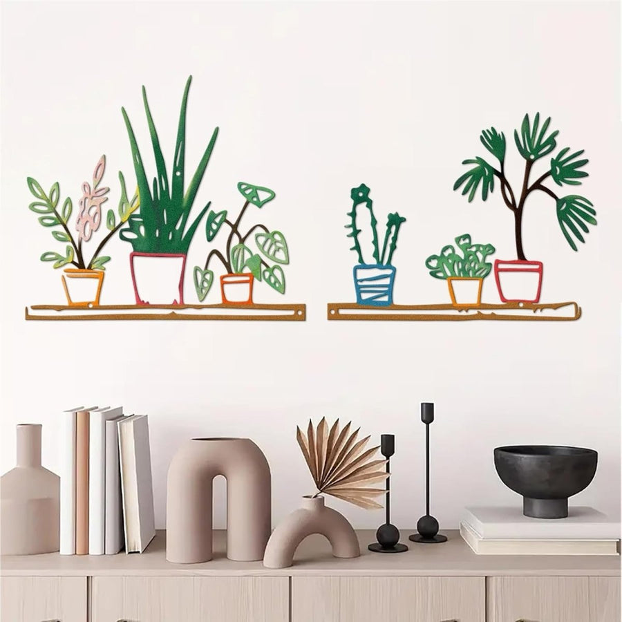 Metal Flower Wall Art Minimalist Plant Hanging Decor Indoor Outdoor - Kwikley