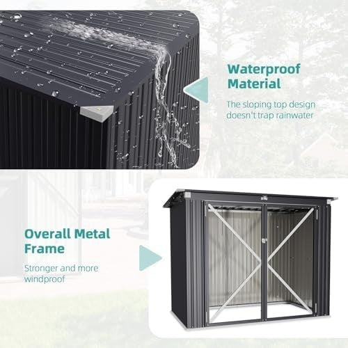 Metal Garden Shed 6x3ft Outdoor Storage Waterproof Tool Box - Kwikley