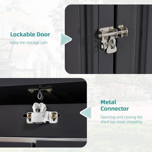 Metal Garden Shed 6x3ft Outdoor Storage Waterproof Tool Box - Kwikley