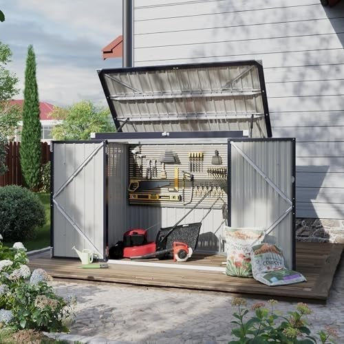 Metal Garden Shed 6x3ft Outdoor Storage Waterproof Tool Box - Kwikley