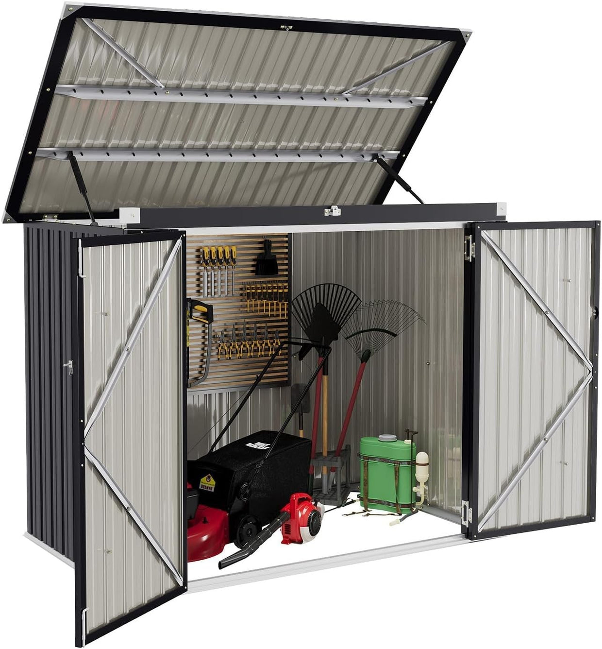 Metal Garden Shed 6x3ft Outdoor Storage Waterproof Tool Box - Kwikley