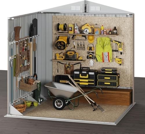 Metal Garden Shed 6x4ft Outdoor Storage Waterproof Tool Box Brown - Kwikley