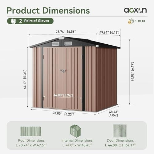 Metal Garden Shed 6x4ft Outdoor Storage Waterproof Tool Box Brown - Kwikley