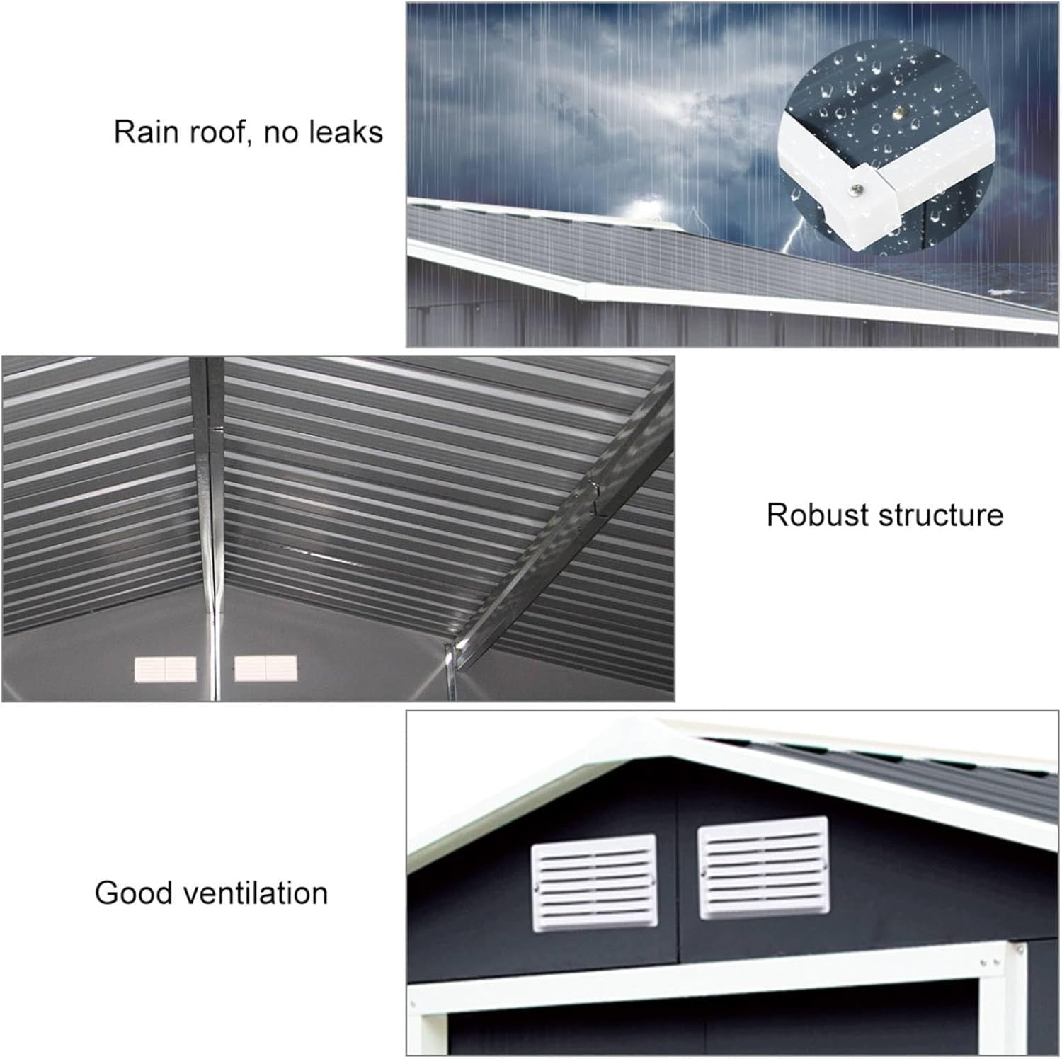 Metal Garden Shed 9x6FT Outdoor Storage with Base, Ramp & Sliding Doors Grey - Kwikley