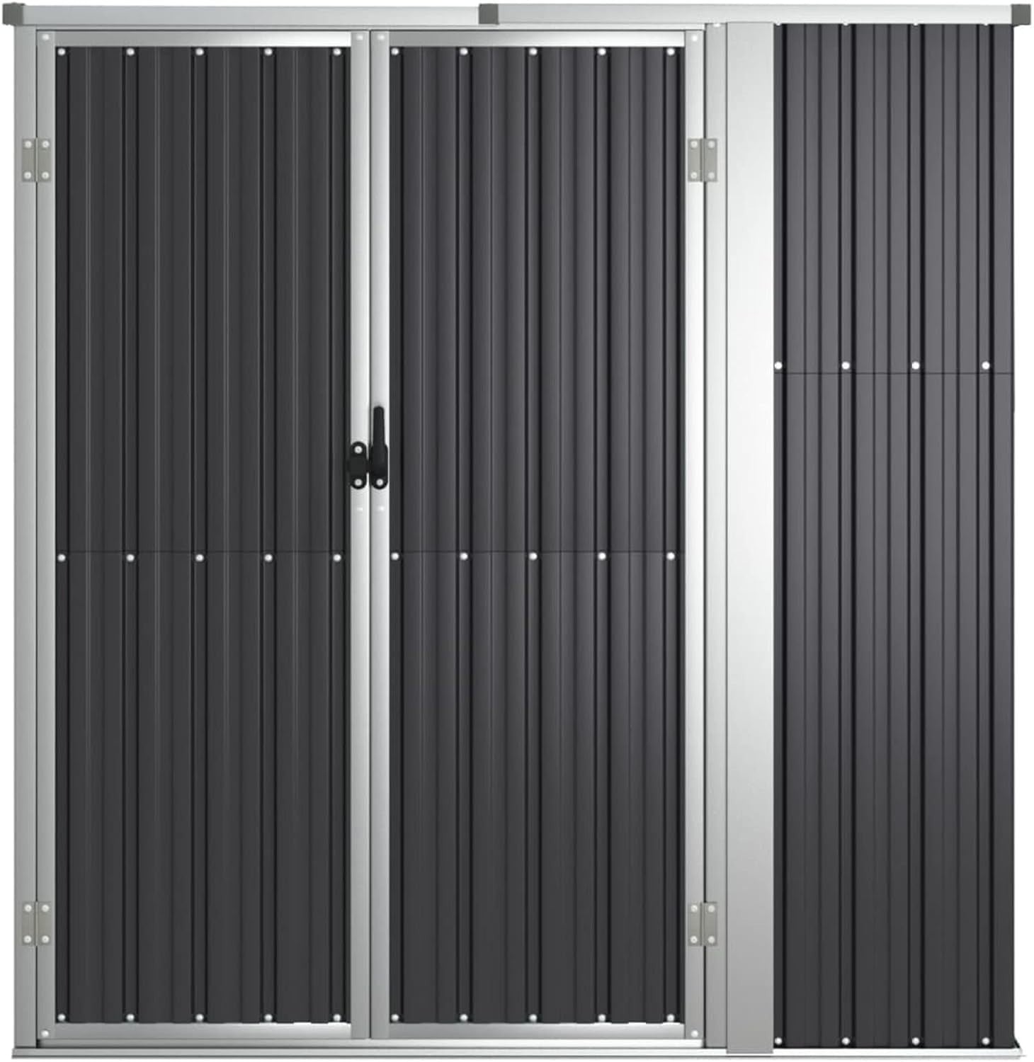 Metal Garden Shed Outdoor Storage Tool House with Handle & Sloping Roof 161cm - Kwikley