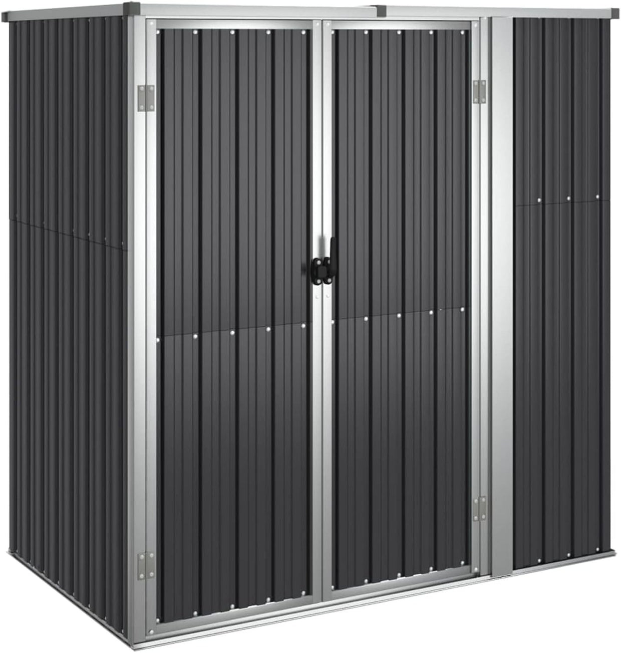 Metal Garden Shed Outdoor Storage Tool House with Handle & Sloping Roof 161cm - Kwikley