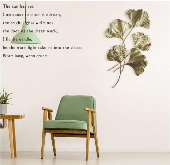 Metal Ginkgo Leaf Wall Art 3D Iron Sculpture Living Room Decor - Kwikley