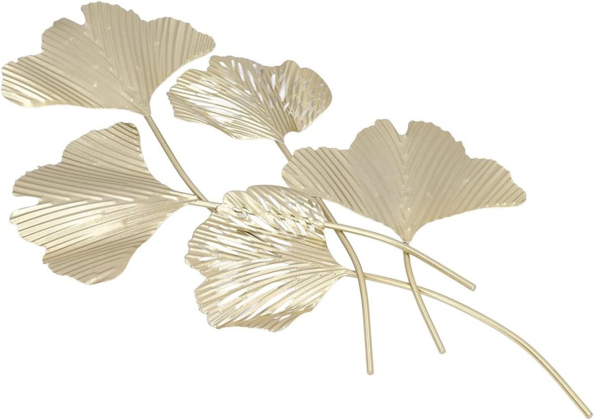 Metal Ginkgo Leaf Wall Art 3D Iron Sculpture Living Room Decor - Kwikley