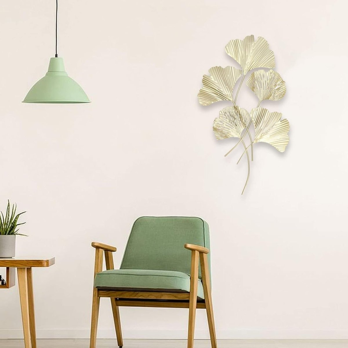 Metal Ginkgo Leaf Wall Art 3D Iron Sculpture Living Room Decor - Kwikley