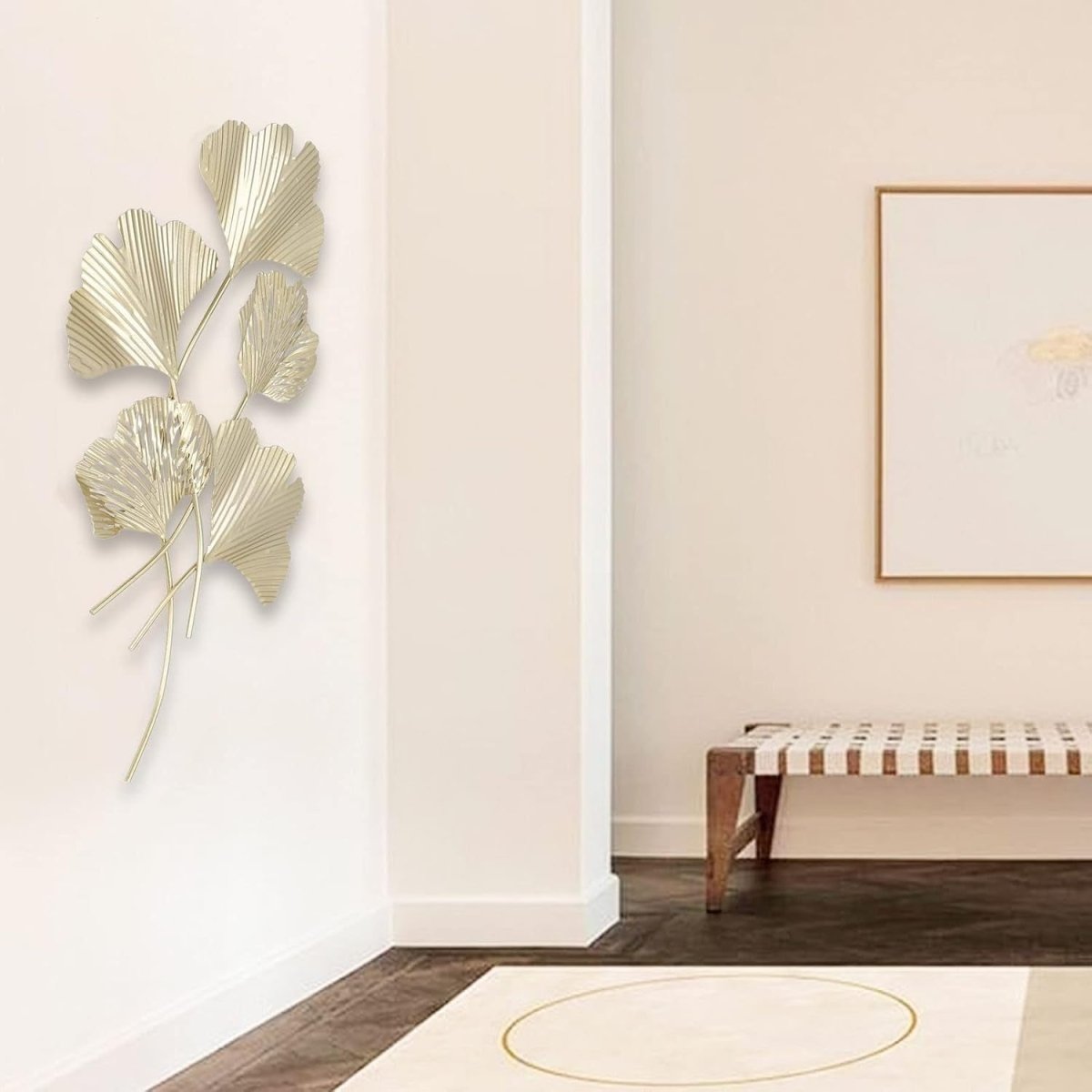 Metal Ginkgo Leaf Wall Art 3D Iron Sculpture Living Room Decor - Kwikley