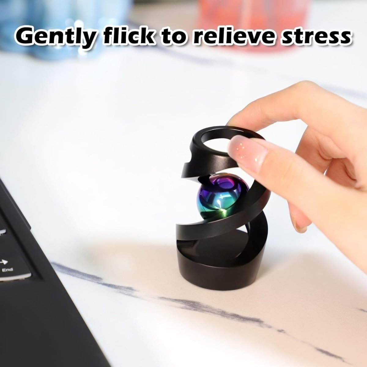 Metal Kinetic Desk Ball Spinner Stress Relief ADHD Focus Office Toy - Kwikley