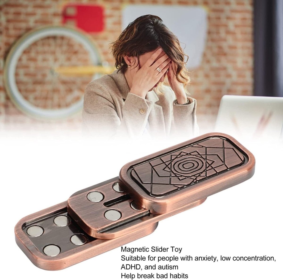 Metal Magnetic Fidget Slider Stress Relief ADHD EDC Pocket Toy - Kwikley
