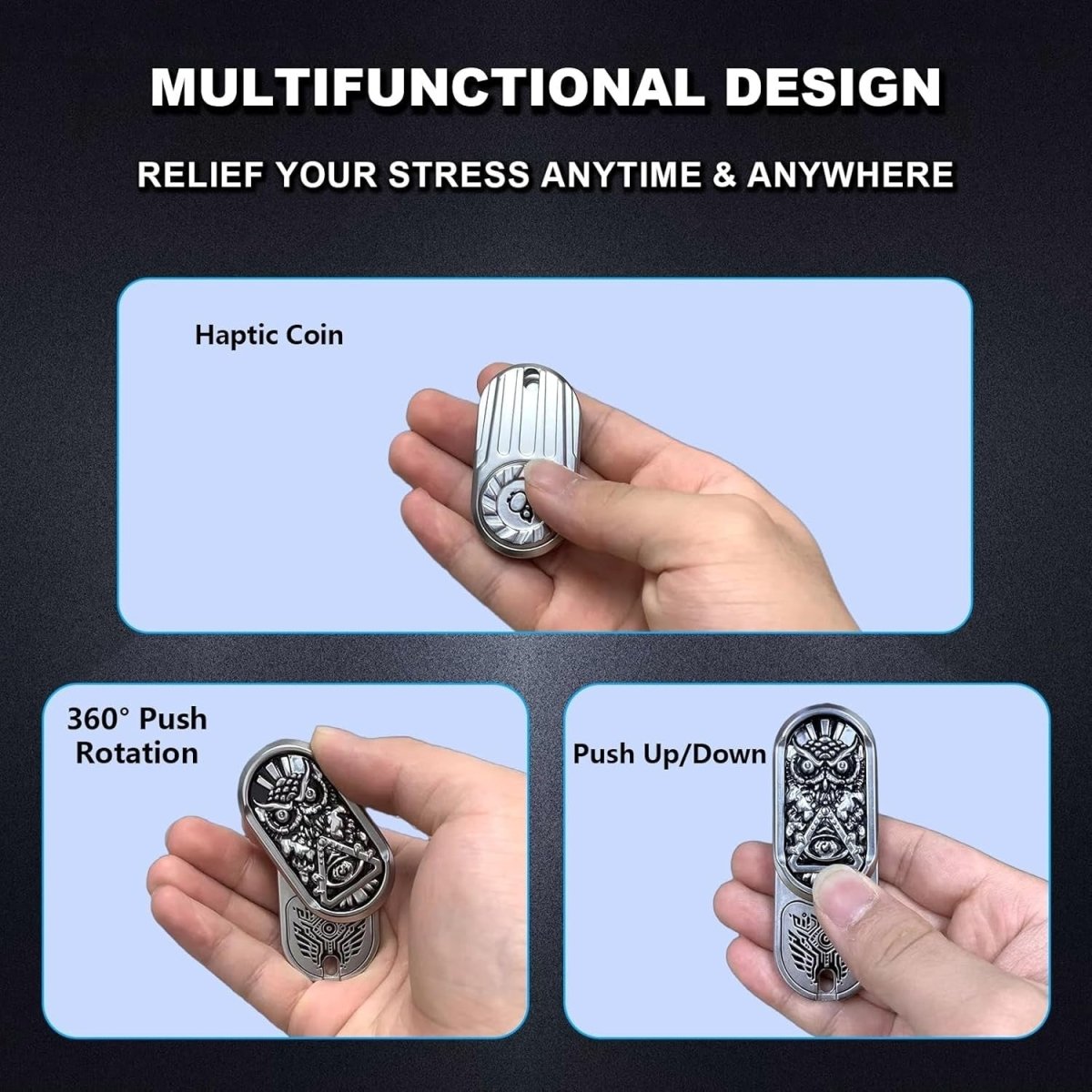 Metal Rotation Fidget Slider Haptic Coin Stress Relief EDC Toy - Kwikley