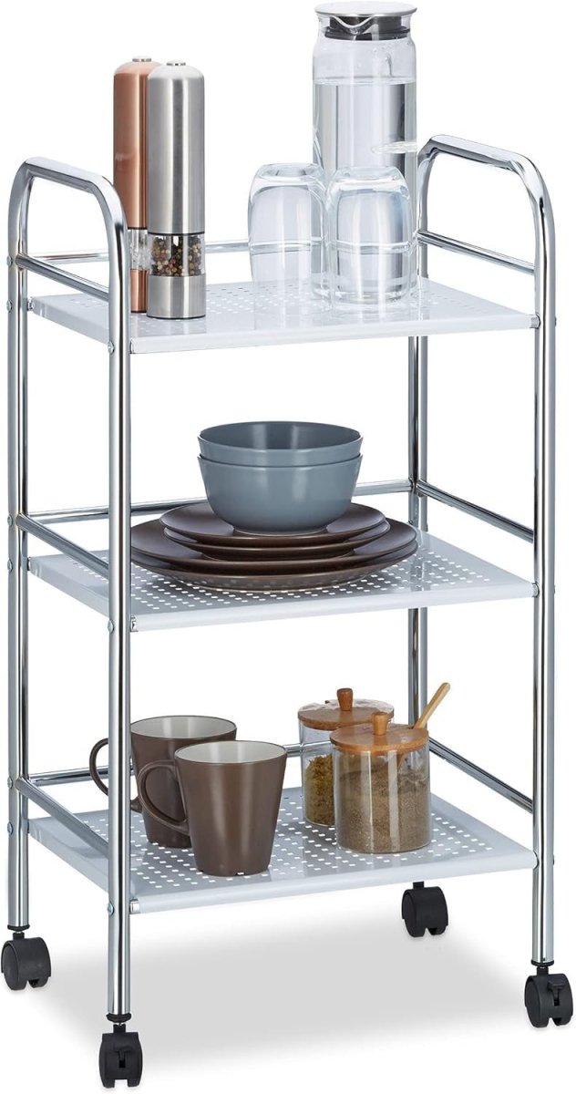 Metal Serving Cart 3 Tier Trolley 75x40.5x31cm - Kwikley