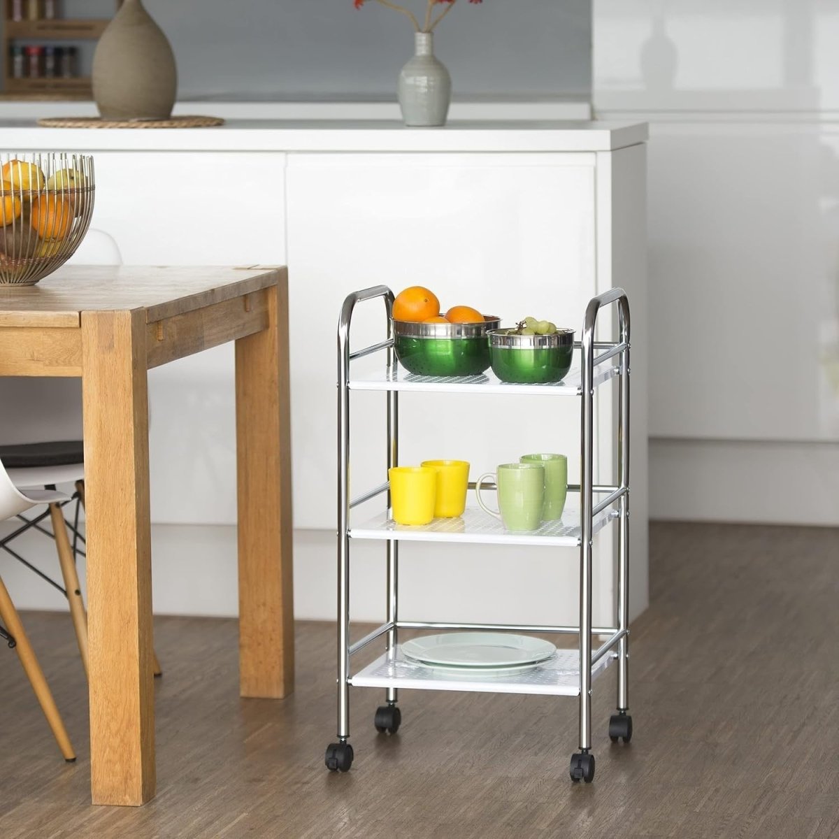 Metal Serving Cart 3 Tier Trolley 75x40.5x31cm - Kwikley