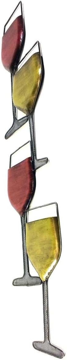 Metal Wine Glass Wall Art Sculpture Bar Kitchen Decor 82x23cm - Kwikley