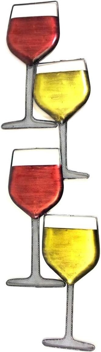 Metal Wine Glass Wall Art Sculpture Bar Kitchen Decor 82x23cm - Kwikley