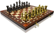 Metallic Staunton Chess Set 41cm Wooden Foldable Board Luxury Gold Pieces - Kwikley
