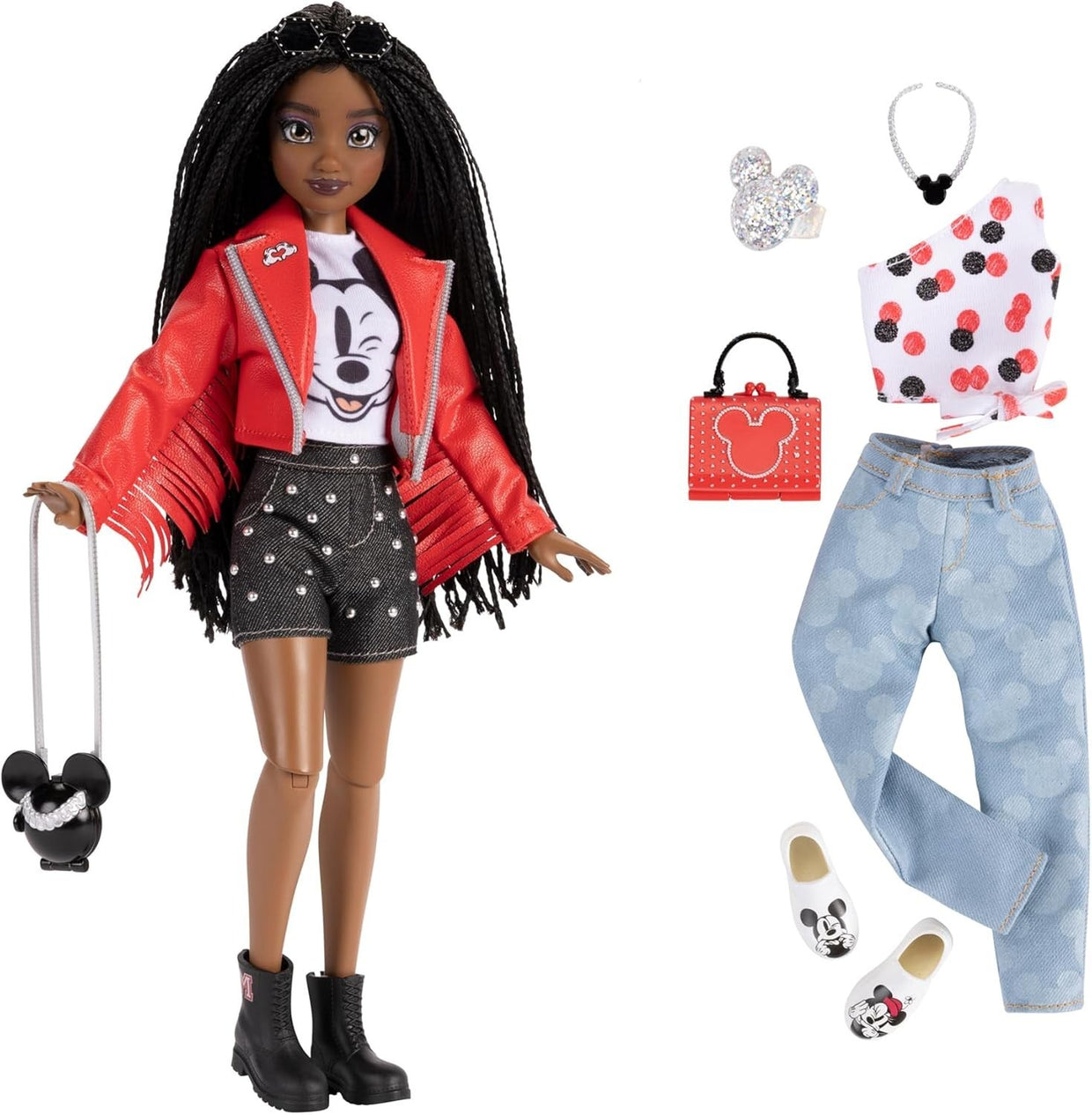 Mickey Inspired Fashion Doll 11.5in Poseable 2 Outfits Ring - Kwikley
