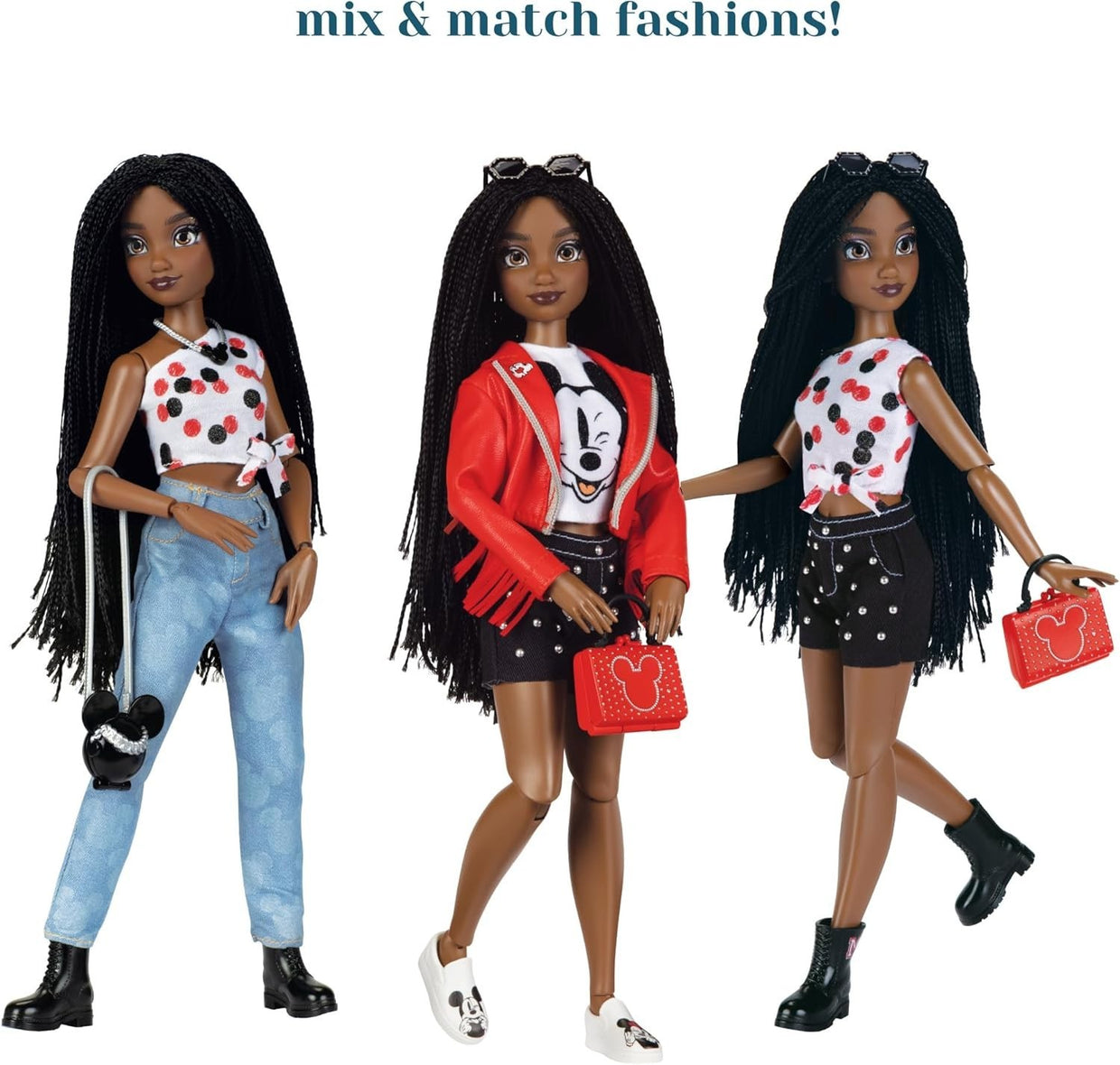 Mickey Inspired Fashion Doll 11.5in Poseable 2 Outfits Ring - Kwikley