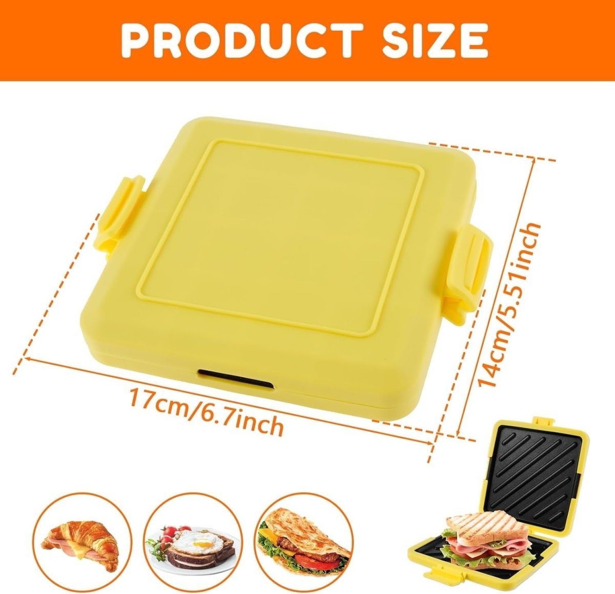 Microwave Toastie Maker Non - Stick Silicone Heatwave Technology Yellow - Kwikley
