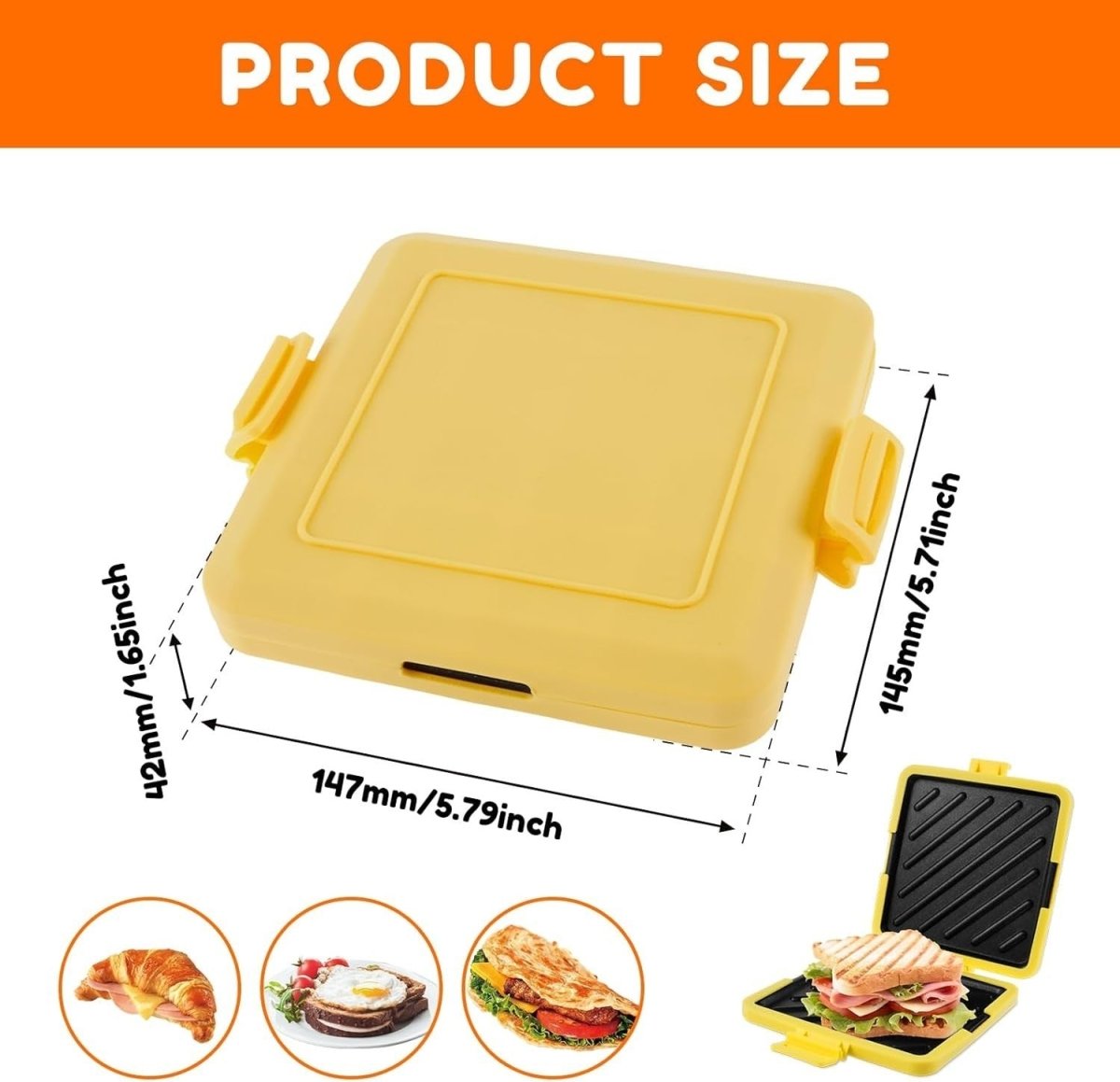 Microwave Toastie Maker Yellow Non - Stick Wireless Sandwich Cooker - Kwikley