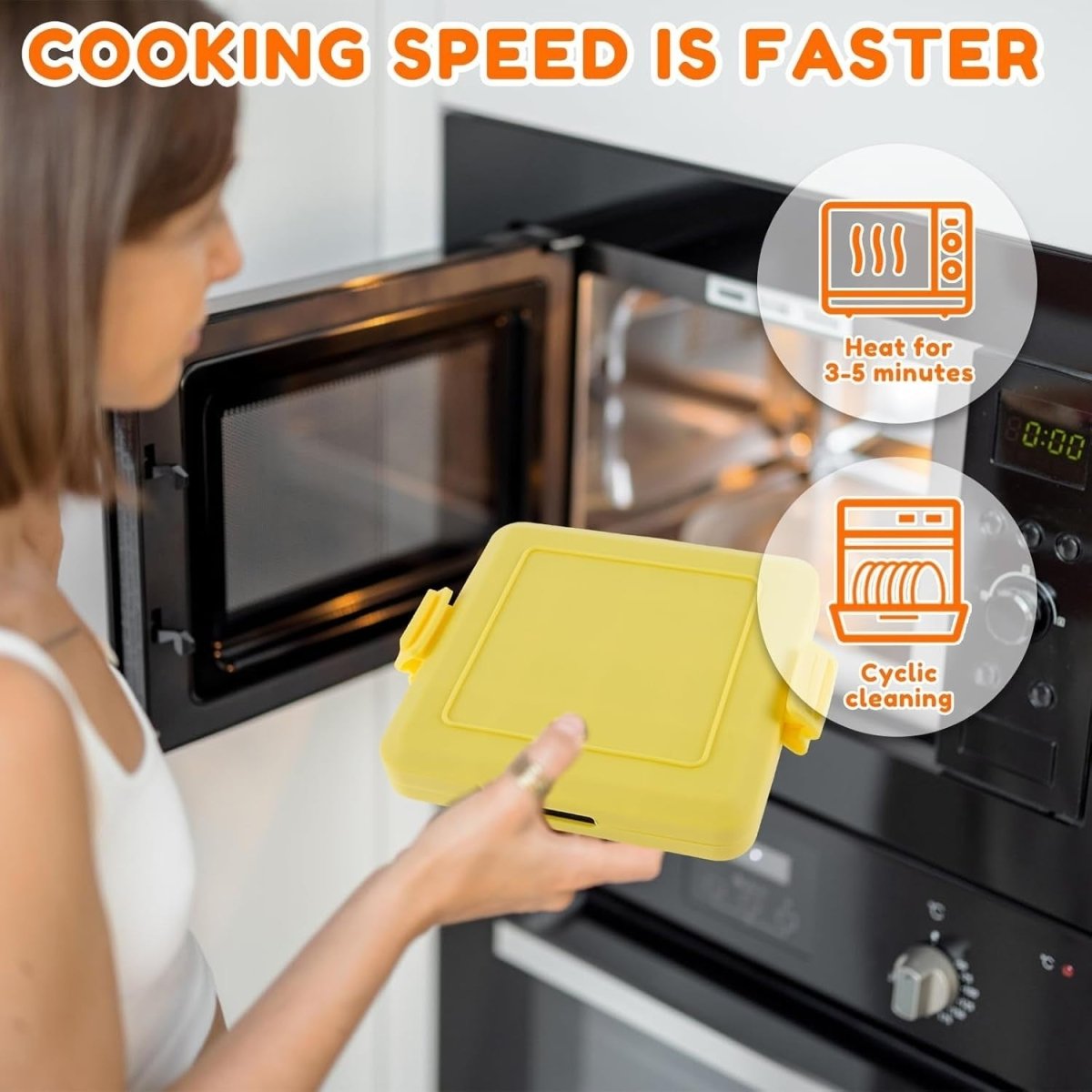 Microwave Toastie Maker Yellow Non - Stick Wireless Sandwich Cooker - Kwikley