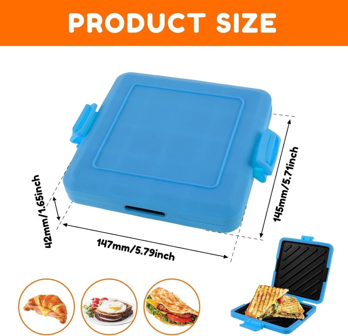 Microwave Toastie Sandwich Maker Silicone Non - Stick Heatwave Technology Blue - Kwikley