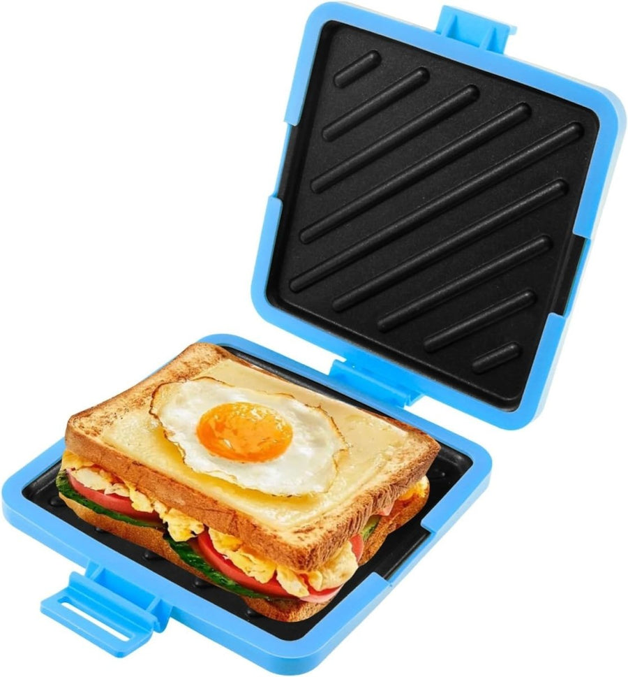 Microwave Toastie Sandwich Maker Silicone Non - Stick Heatwave Technology Blue - Kwikley