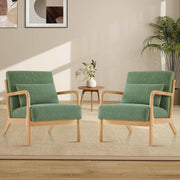 Mid Century Accent Chairs Set of 2 Upholstered Armchairs Green - Kwikley