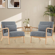 Mid Century Accent Chairs Set of 2 Upholstered Armchairs Grey - Kwikley