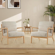Mid Century Accent Chairs Set of 2 Upholstered Armchairs Light Grey - Kwikley