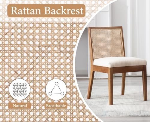 Mid - Century Dining Chairs Set of 2 Linen Upholstered Wooden Kitchen Seats - Kwikley