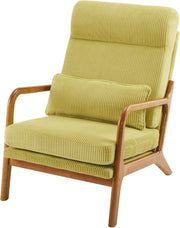 Mid Century High Back Accent Chair Corduroy Armchair Green - Kwikley