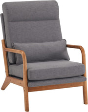 Mid Century High Back Accent Chair Grey Fabric Armchair - Kwikley