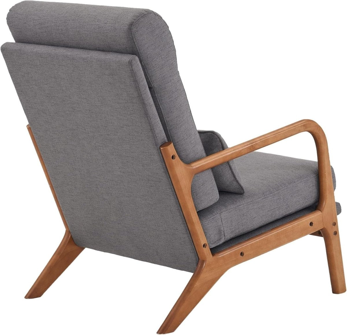 Mid Century High Back Accent Chair Grey Fabric Armchair - Kwikley
