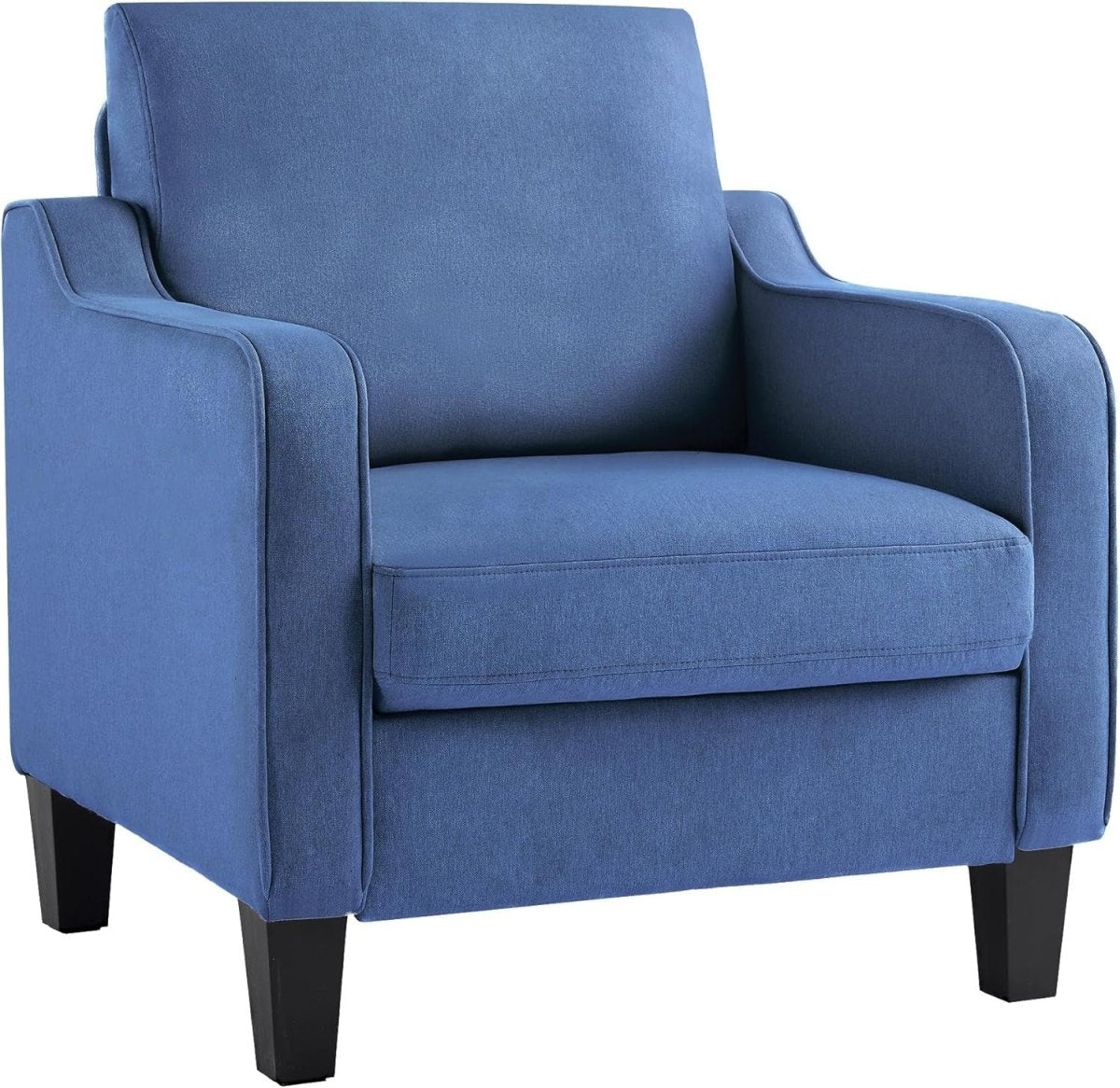 Mid Century Modern Accent Armchair Linen Lounge Chair Blue - Kwikley