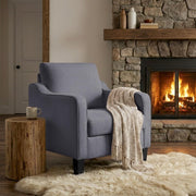 Mid Century Modern Accent Armchair Linen Lounge Chair Dark Grey - Kwikley