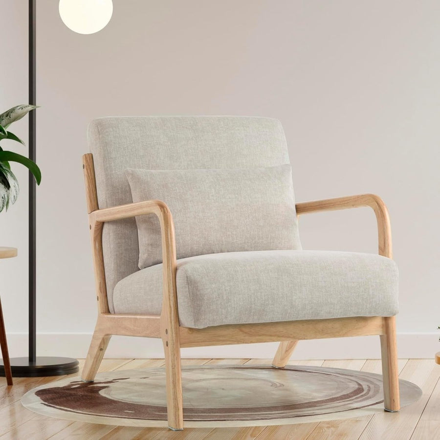 Mid Century Modern Accent Armchair with Pillow Light Grey - Kwikley