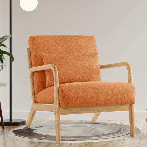 Mid Century Modern Accent Armchair with Pillow Orange - Kwikley
