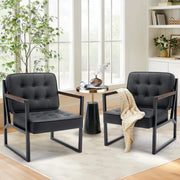Mid Century Modern Accent Chair Set of 2 – Black Faux Leather Lounge Chairs - Kwikley